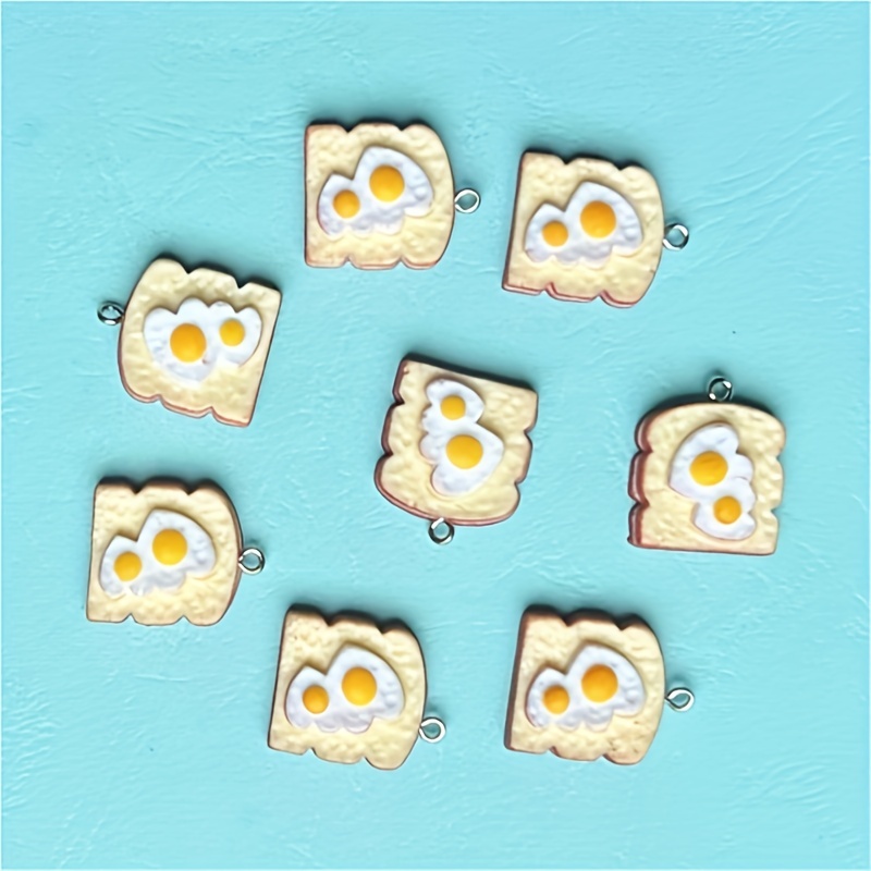 6pcs Poached Egg Decor Bread DIY Pendant For Accessories